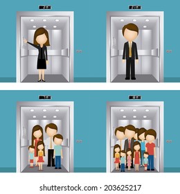 Elevator design over blue background, vector illustration