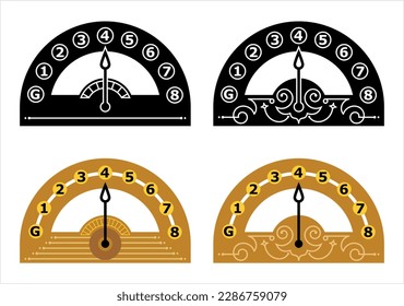 Elevator Dial Icon, Floor Indicator Dial Icon, Level Number Indicator Vector Art Illustration