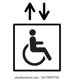 Elevator for disabled person sign on a white background