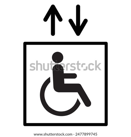 Elevator for disabled person sign on a white background