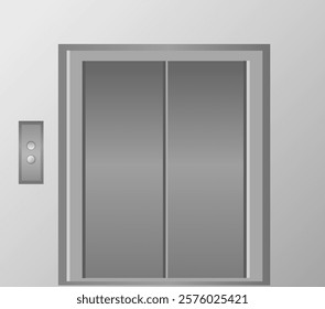 elevator door button metal walls interior