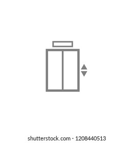 Elevator door with button in minimal flat stye