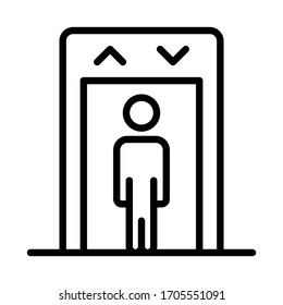 Elevator Door Concept, lift door and human Vector Icon design