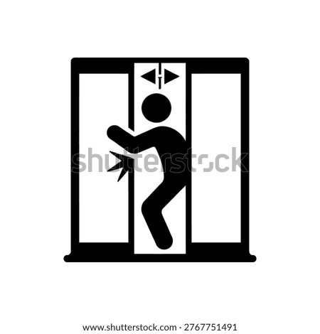 Elevator Door Entrapment Risk Icon Isolated On White Background 