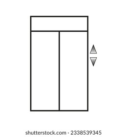 Elevator door icon. Arrows near the elevator doors. The interior of the hotel, hostel. Vector illustration. EPS 10.
