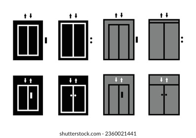 conjunto de iconos de la puerta del ascensor, diseño plano a la moda. vector para app, web, medios sociales, volante.