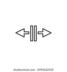 Icono de línea de flechas abiertas de puerta de ascensor. ilustración de estilo de moda simple plana negra sobre fondo blanco..eps