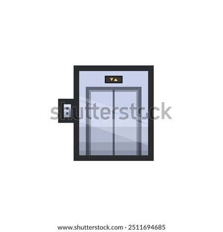 elevator door in outline flat vector design.
