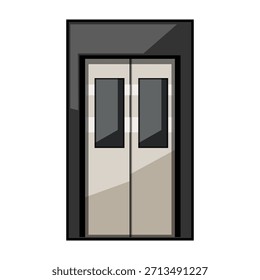 Elevator doors are closing, blocking or revealing a future path, symbolizing concepts of access, change, transition, and progression in a stylized graphic illustration