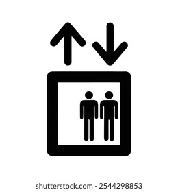 Elevator Up Down Button Icon. Customizable thin line illustration. Editable stroke.