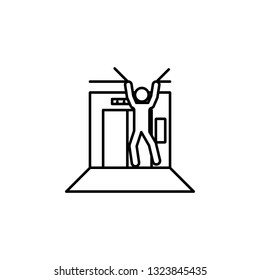 in elevator, exit up icon. Element of situation in elevator icon. Premium quality graphic design icon. Signs and symbols collection icon