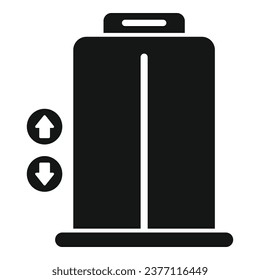 Icono de salida del ascensor vector simple. La gente escapa. Salir de gente