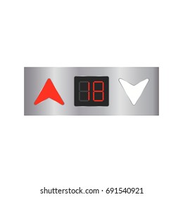 Elevator Floor Indicator Panel With Arrow. Vector Illustration Isolated On White Background