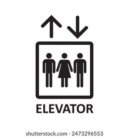 elevator icon 3 people line vector illustration