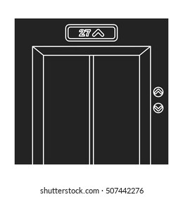 Elevator icon in black style isolated on white background. Hotel symbol stock vector illustration.