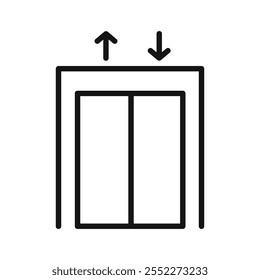 Elevator icon black and white vector outline sign
