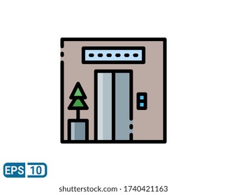elevator icon in filled line style. vector illustration for graphic design, website, UI isolated on white background. EPS 10