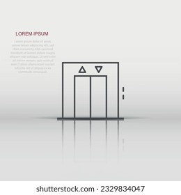 Elevator icon in flat style. Lift vector illustration on white isolated background. Passenger transportation business concept.
