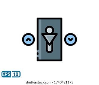 elevator icon isolated on white background. vector illustration in filled line style. EPS 10