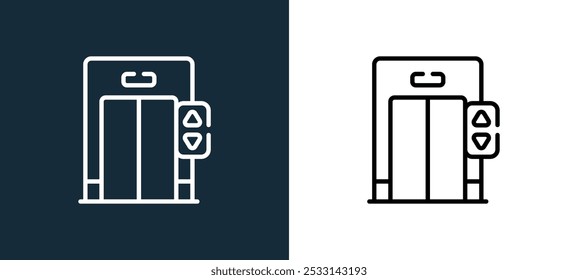 Icono de Vector lineal de contorno de ascensor de la colección de orientación para App móviles, Web y UI.