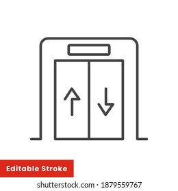 Elevator icon, lift line symbol on white background - editable stroke vector illustration eps10