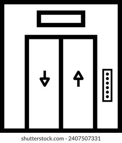 elevator icon, lift line symbol on white background - editable stroke vector illustration eps10