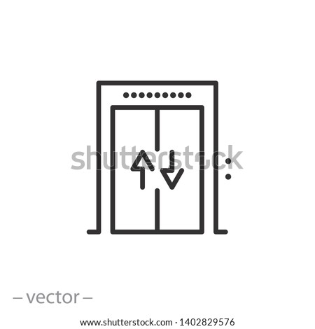 elevator icon, lift line symbol on white background - editable stroke vector illustration eps10