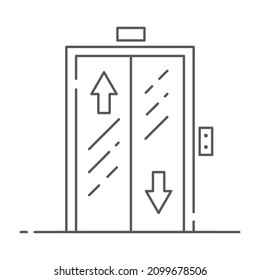 Elevator icon. Lift outline illustration. Interior of hotel lobby. Vector