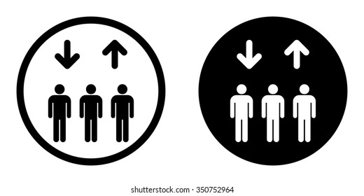 Elevator icon or lift icon set in circle . Vector illustration