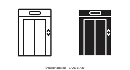 Ícone de elevador em design de linha. Vetor de ícone simples
