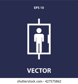 elevator icon. man in lift vector illustration
