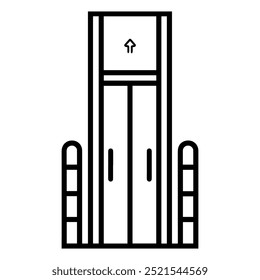Icono de ascensor o símbolo de línea moderna. Vector línea de arte y diseño de iconos con contorno en negrita. Blanco y negro Pixel Símbolo minimalista perfecto aislado fondo blanco. Silueta simple signo delgado