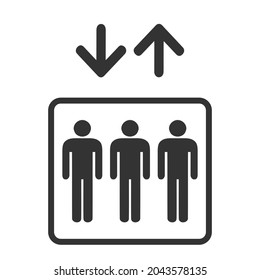 Elevator icon on white background. Lift icon isolated on white background.