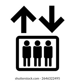 Icono de ascensor sobre fondo blanco.