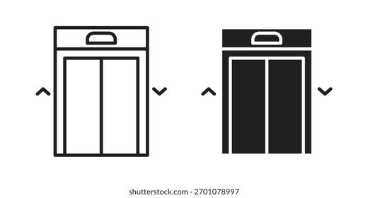 Símbolo de concepto de contorno de icono de ascensor con trazo editable en blanco