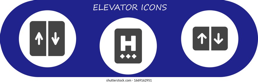 elevator icon set. 3 filled elevator icons. Included Elevator, Hotel icons
