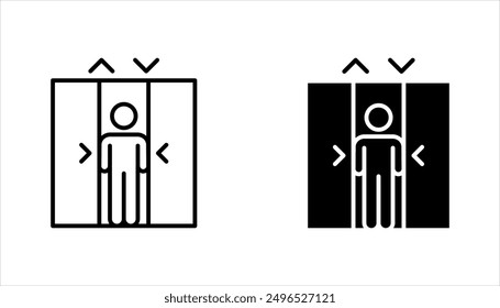 Conjunto de iconos de ascensor, Ilustración vectorial de símbolos de línea de elevación sobre fondo blanco