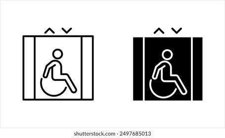 Conjunto de iconos de ascensor, Ilustración vectorial de símbolos de línea de elevación sobre fondo blanco