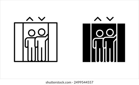 Conjunto de iconos de ascensor, Ilustración vectorial de símbolos de línea de elevación sobre fondo blanco