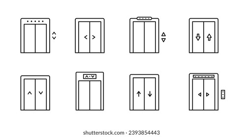 Elevator icon set. Elevator, lift outline icons. Elevator vector icon collection