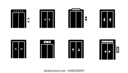Elevator icon set. Elevator, lift silhouette icons. Elevator, lift vector icon collection