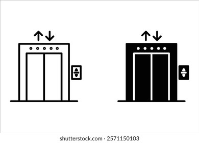 elevator icon set outline style design. elevator vector illustration. isolated on white background