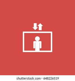 elevator icon. sign design. red background
