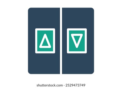 Elevator icon. solid icon style. up and down arrow. icon related to reception. hotel elements vector illustration