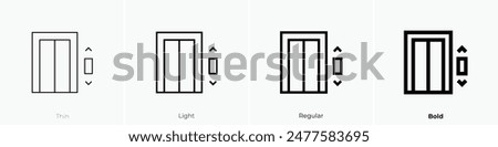 elevator icon. Thin, Light Regular And Bold style design isolated on white background