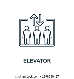 Elevator icon. Thin line outline style from shopping center sign icons collection. Premium elevator icon for design, apps, software and more.