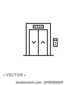 elevator icon, elevator thin line symbol isolated on white background, editable stroke eps 10 vector illustration