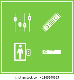 elevator icon. This set with man in an elevator, level and levels vector icons for mobile and web