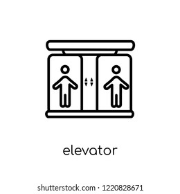 elevator icon. Trendy modern flat linear vector elevator icon on white background from thin line Hotel collection, outline vector illustration