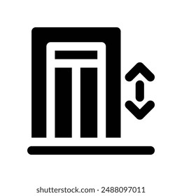 Aufzugssymbol. Vektorgrafik-Glyphensymbol für Website, Handy, Präsentation und Logo-Design.